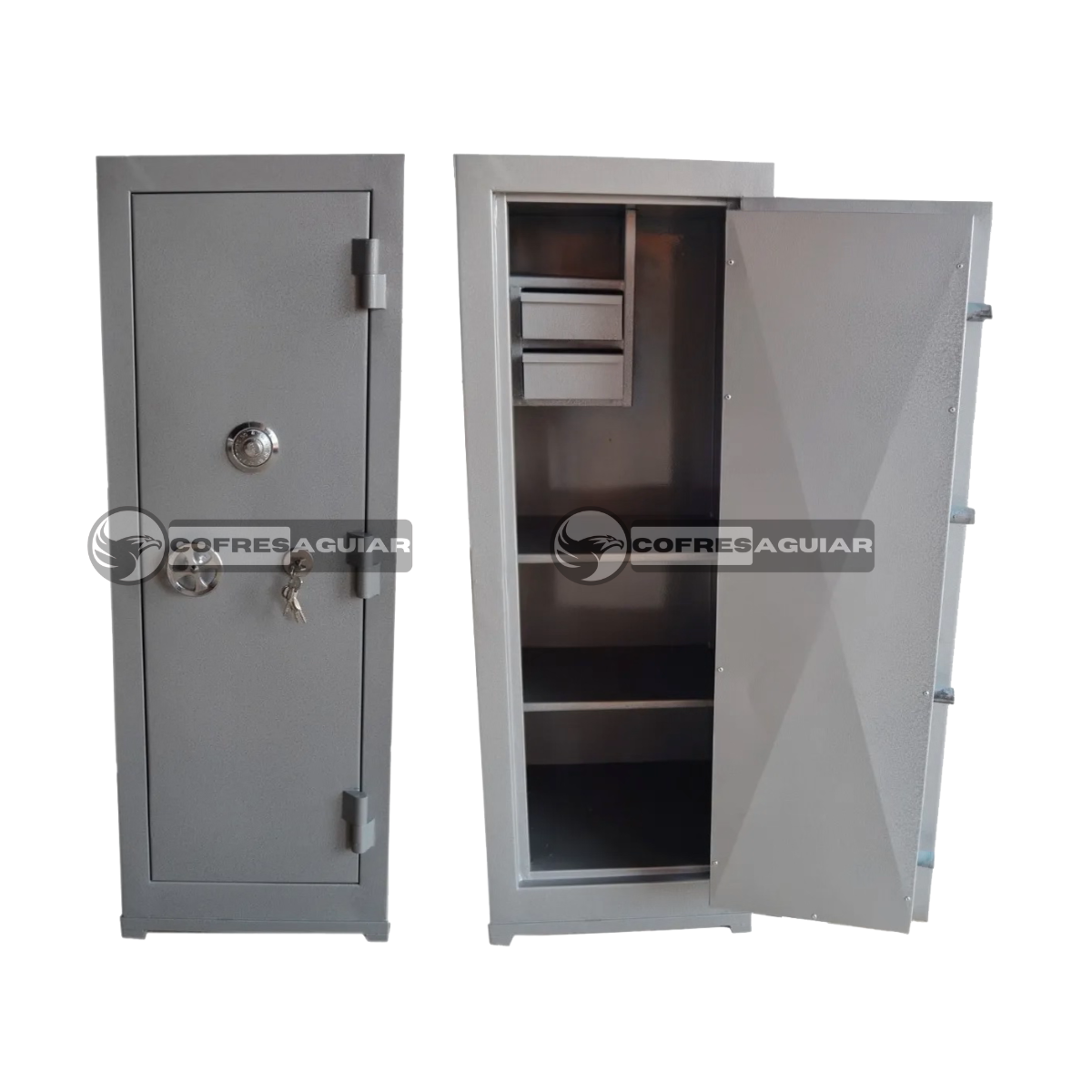 Cofre Mecânico Concretado - Normal (Fechado) de 120 cm | C/ 01 (Uma) Fechadura Tetra-Chave | C/ 02 (Duas) Gavetas Fixas e 02 (Duas) Prateleiras Removíveis