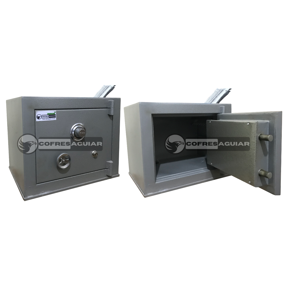Cofre Mecânico Concretado - Boca de Lobo (Urna) de 30 cm | C/ 01 (Uma) Fechadura Comum (Padrão) | C/ 01 (Uma) Prateleira Removível