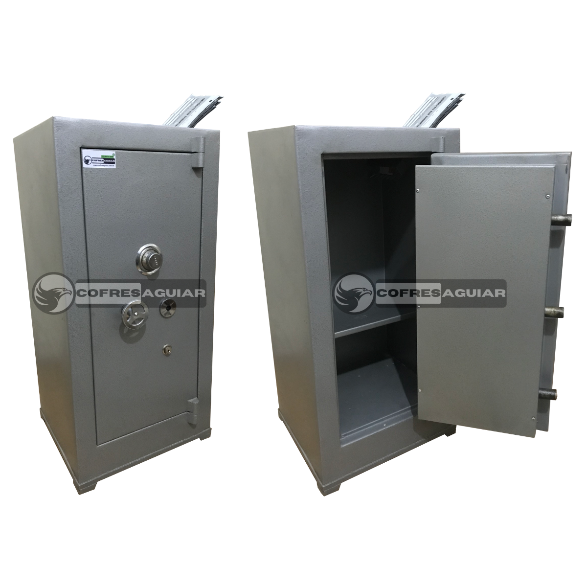 Cofre Mecânico Concretado - Boca de Lobo (Urna) de 80 cm | C/ 01 (Uma) Fechadura Tetra -Chave | C/ 01 (Uma) Prateleira Removível